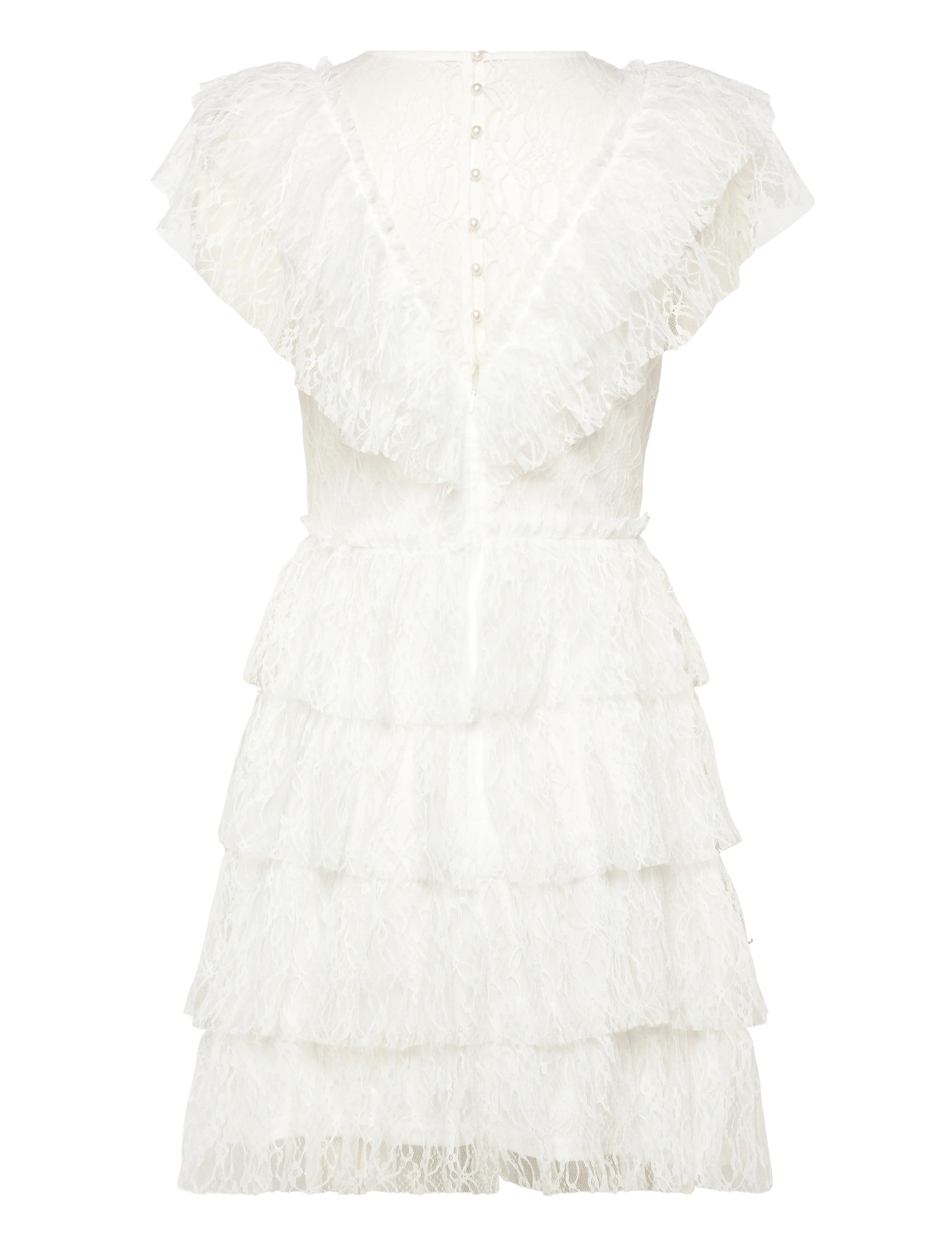Bubbleroom - Lace Frill Short Dress - konfirmationstøj - white - 2