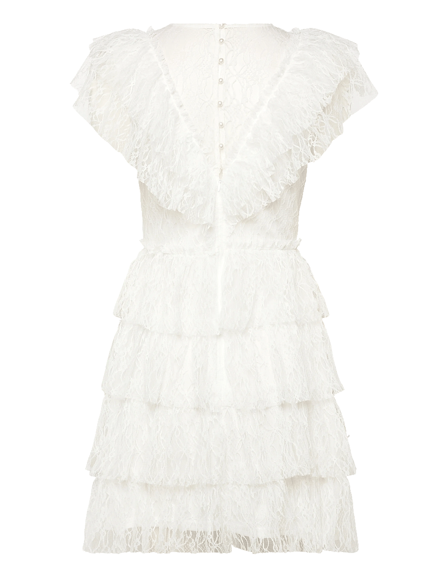 Bubbleroom - Lace Frill Short Dress - konfirmationstøj - white - 2