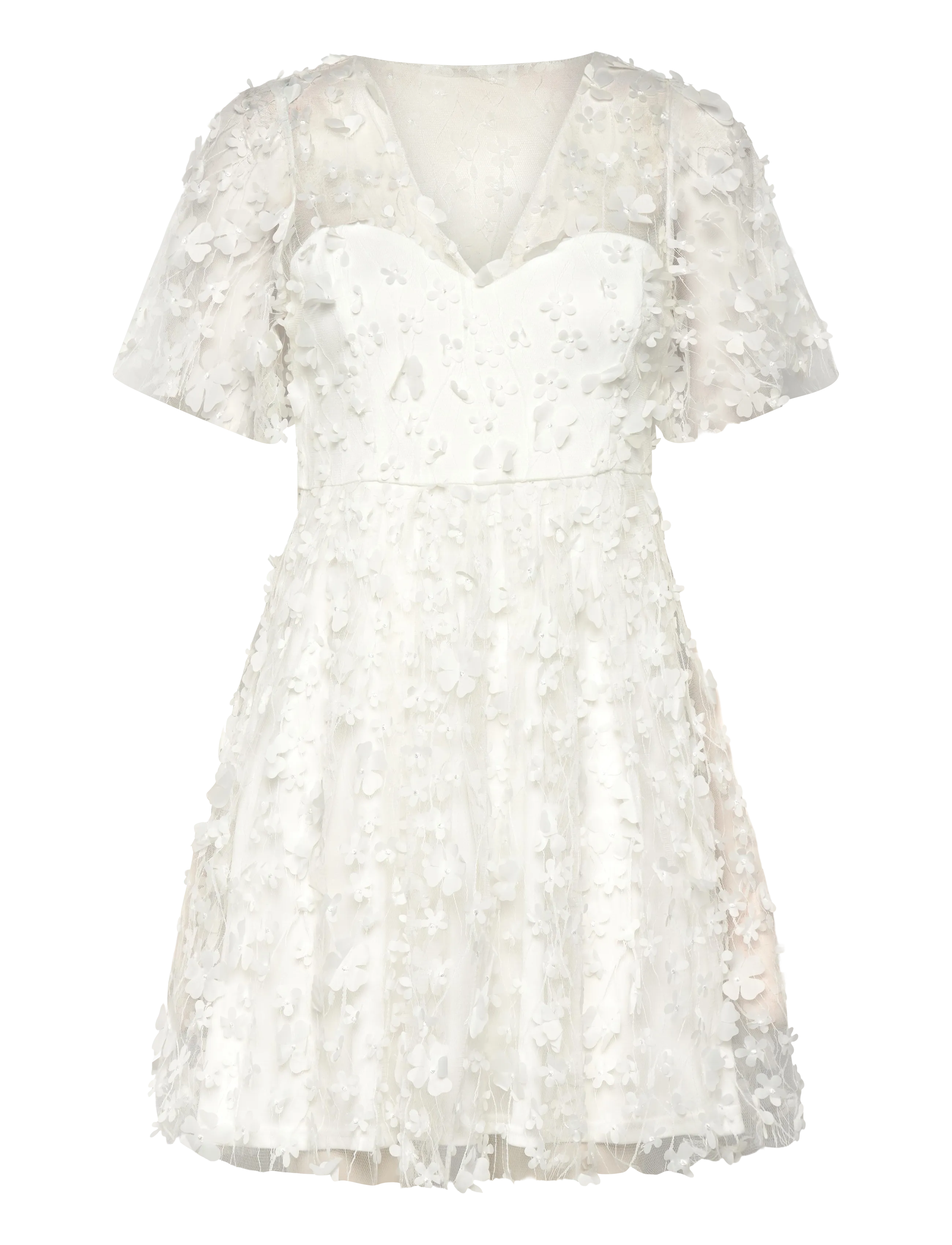 Bubbleroom - 3D Floral V-Neck Dress