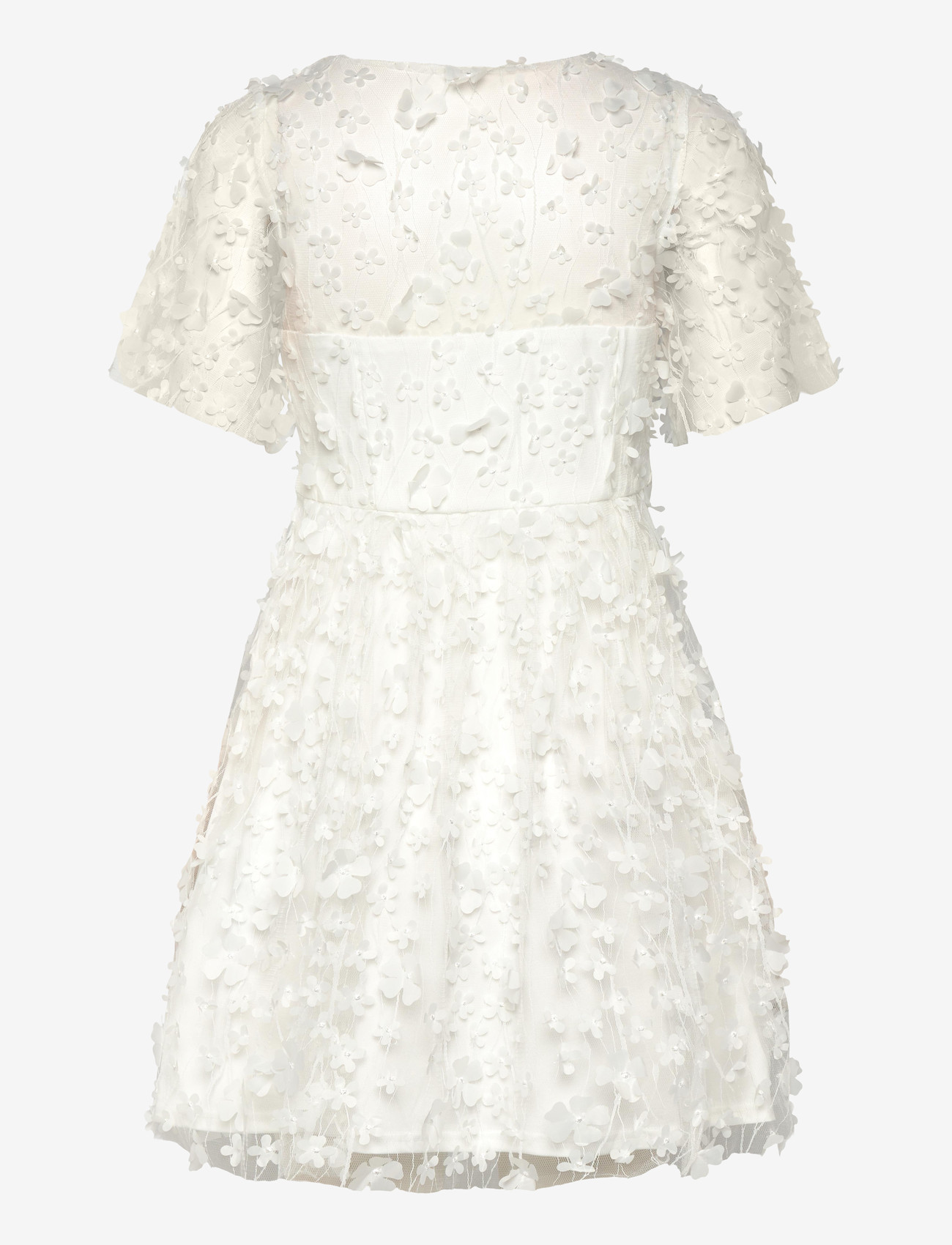 Bubbleroom - 3D Floral V-neck Dress - festklänningar - white - 2