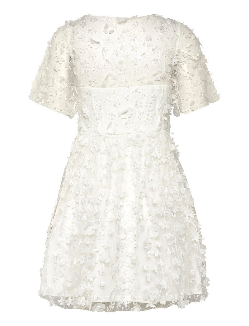 Bubbleroom - 3D Floral V-neck Dress - festklänningar - white - 2