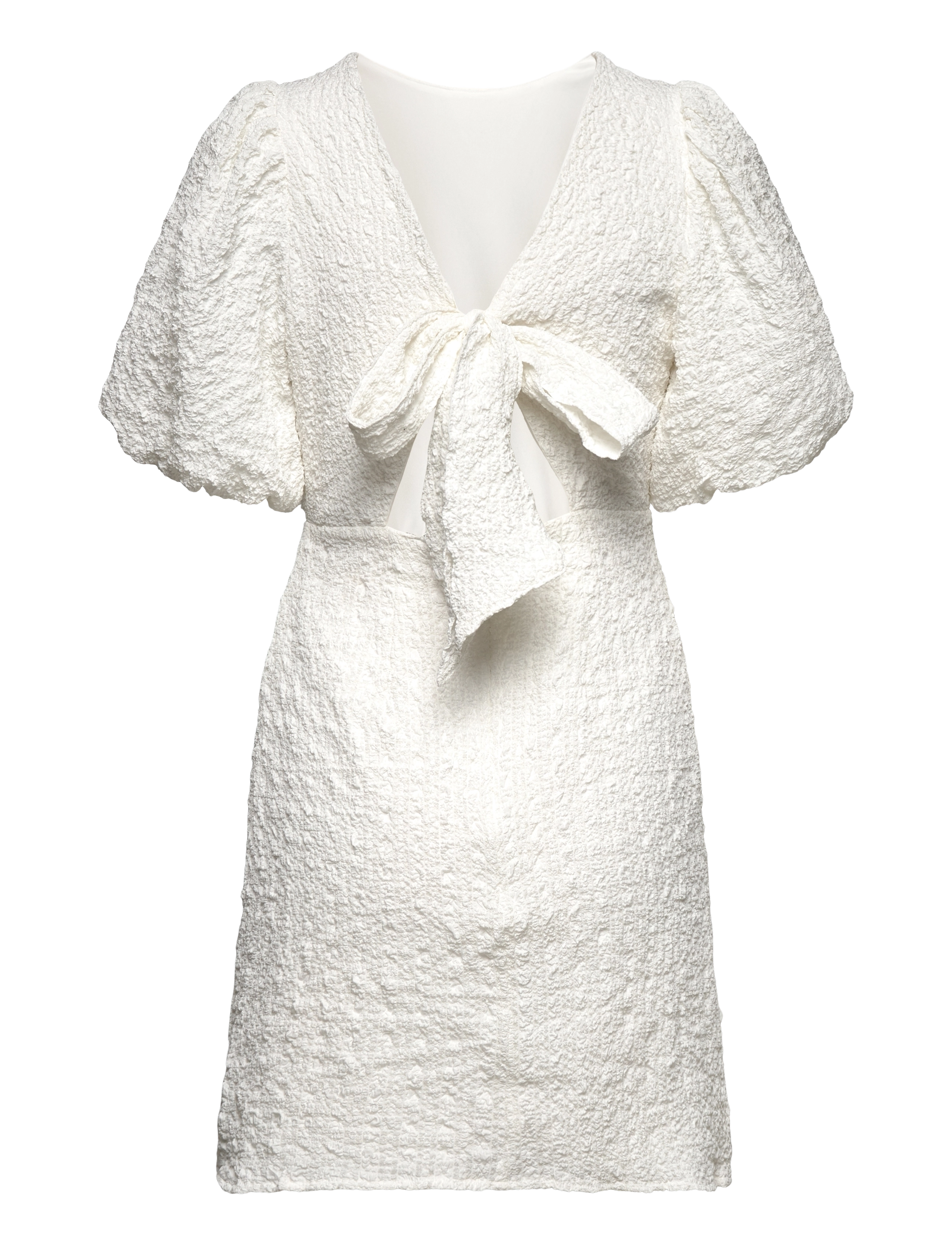 Bubbleroom - Structured Bow Short Dress - festklänningar - white - 2