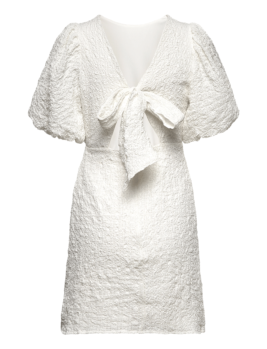 Bubbleroom - Structured Bow Short Dress - konfirmation - white - 2