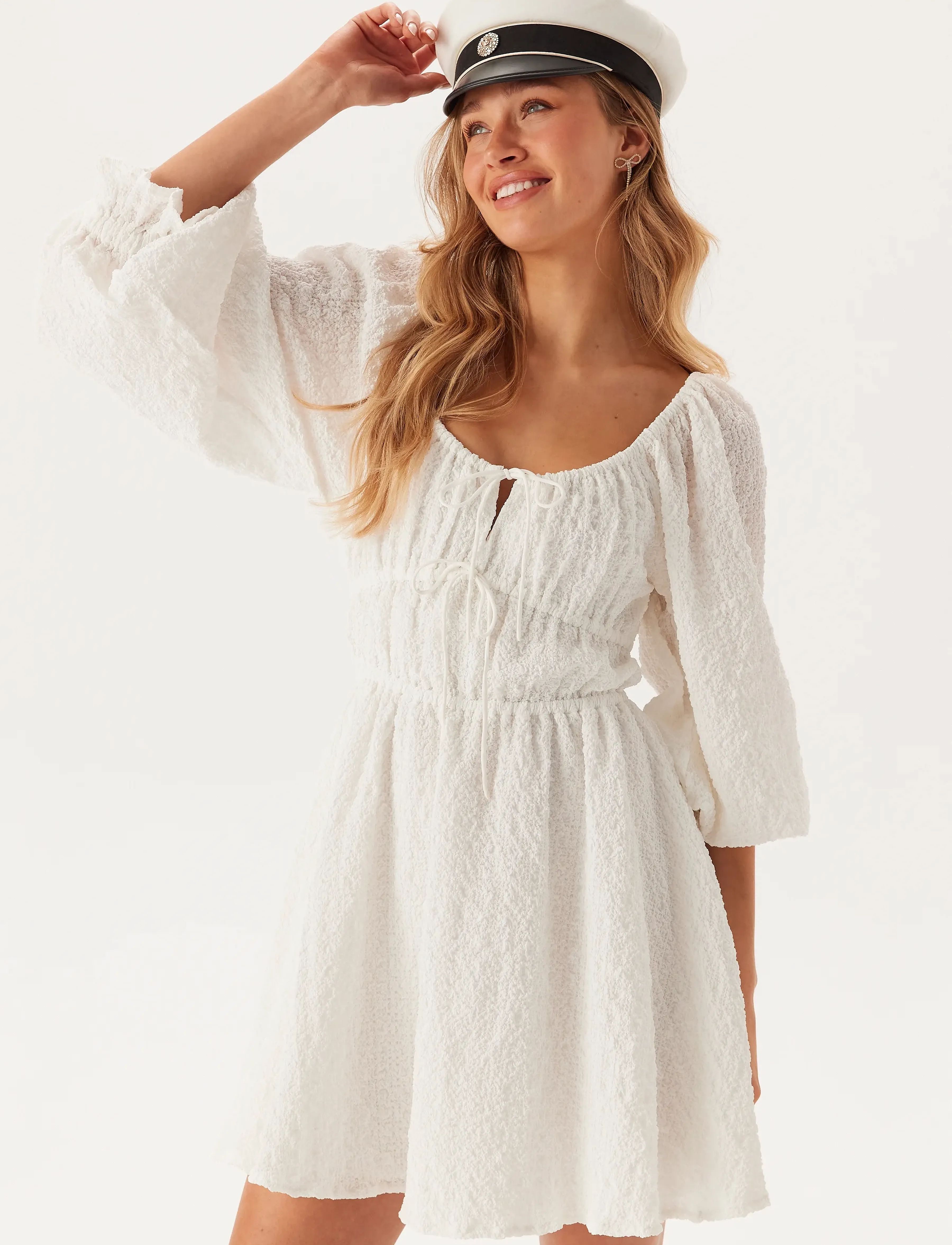 Bubbleroom - Diamond Neck Dress - white - 3
