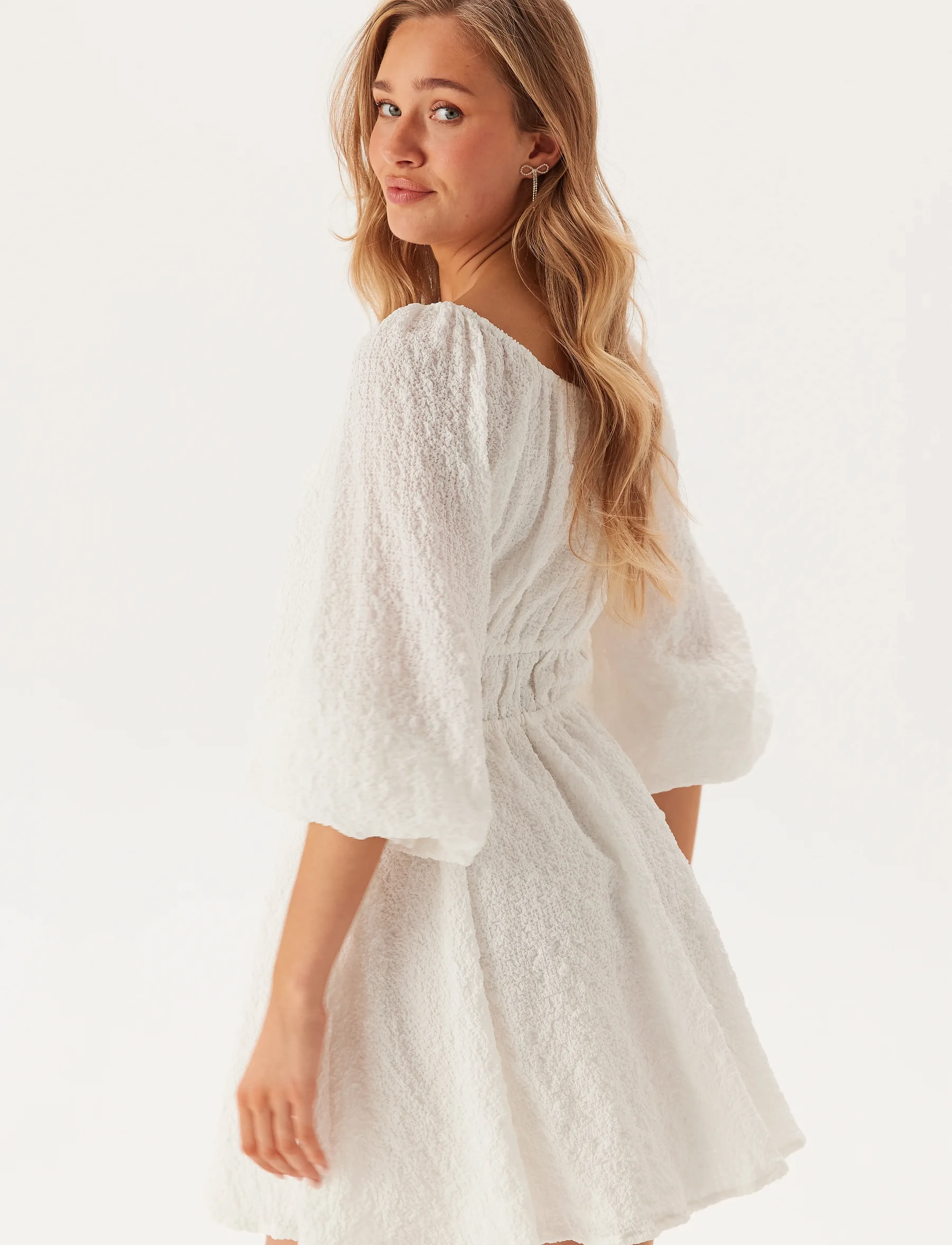 Bubbleroom - Diamond Neck Dress - white - 5
