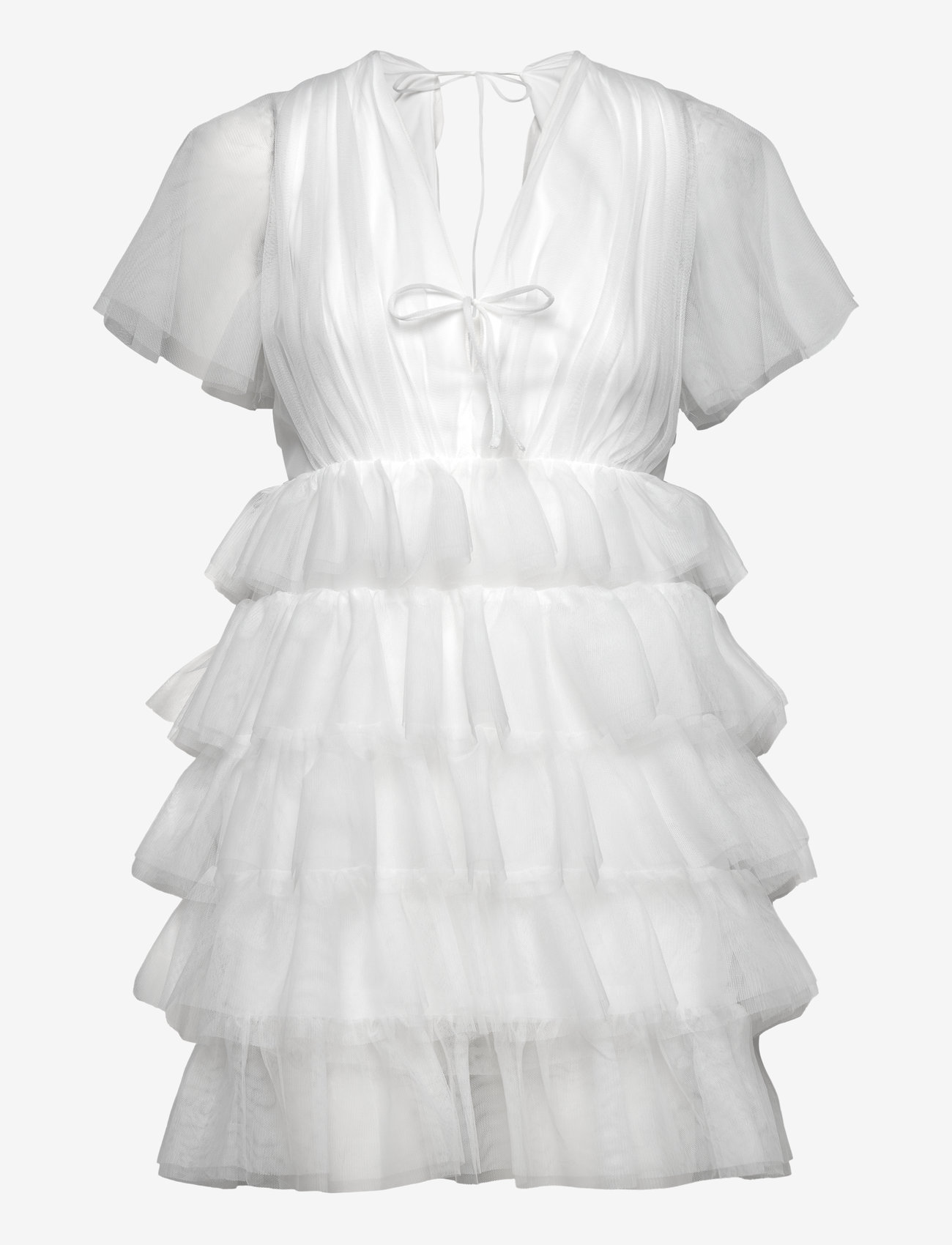 Bubbleroom - Deep V-neck Tulle Dress - sukienki na imprezę - white - 1