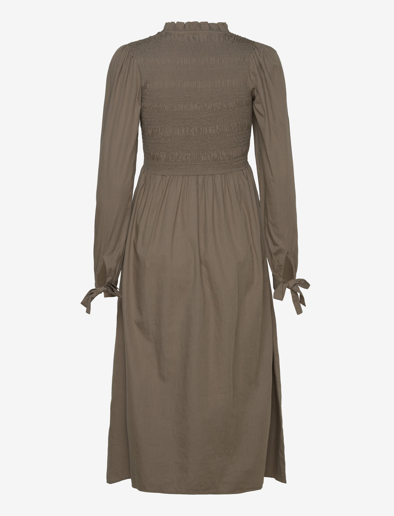 Bubbleroom - V-neck Cotton Smock Dress - midikleider - khaki green - 1