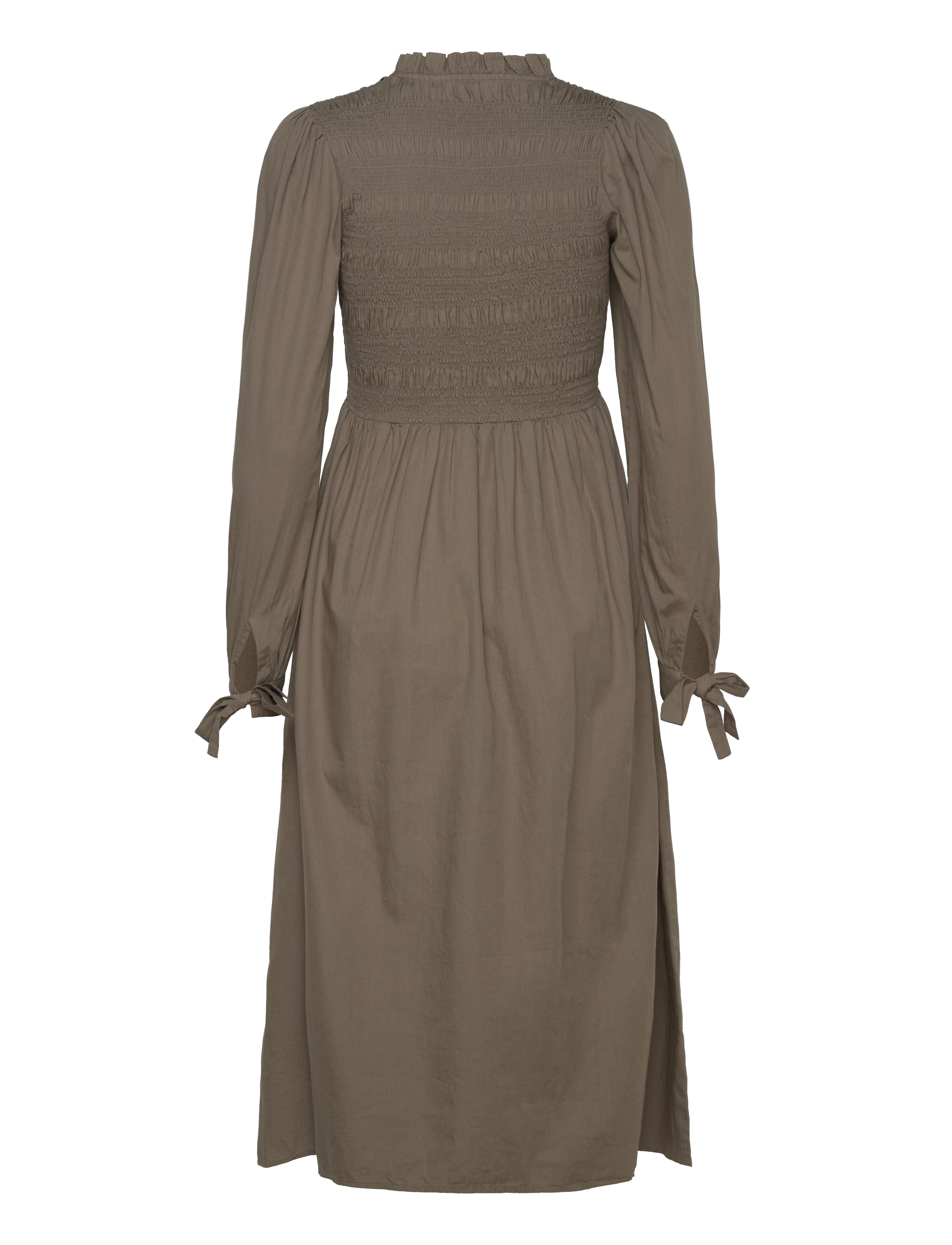 Bubbleroom - V-neck Cotton Smock Dress - midi kjoler - khaki green - 1