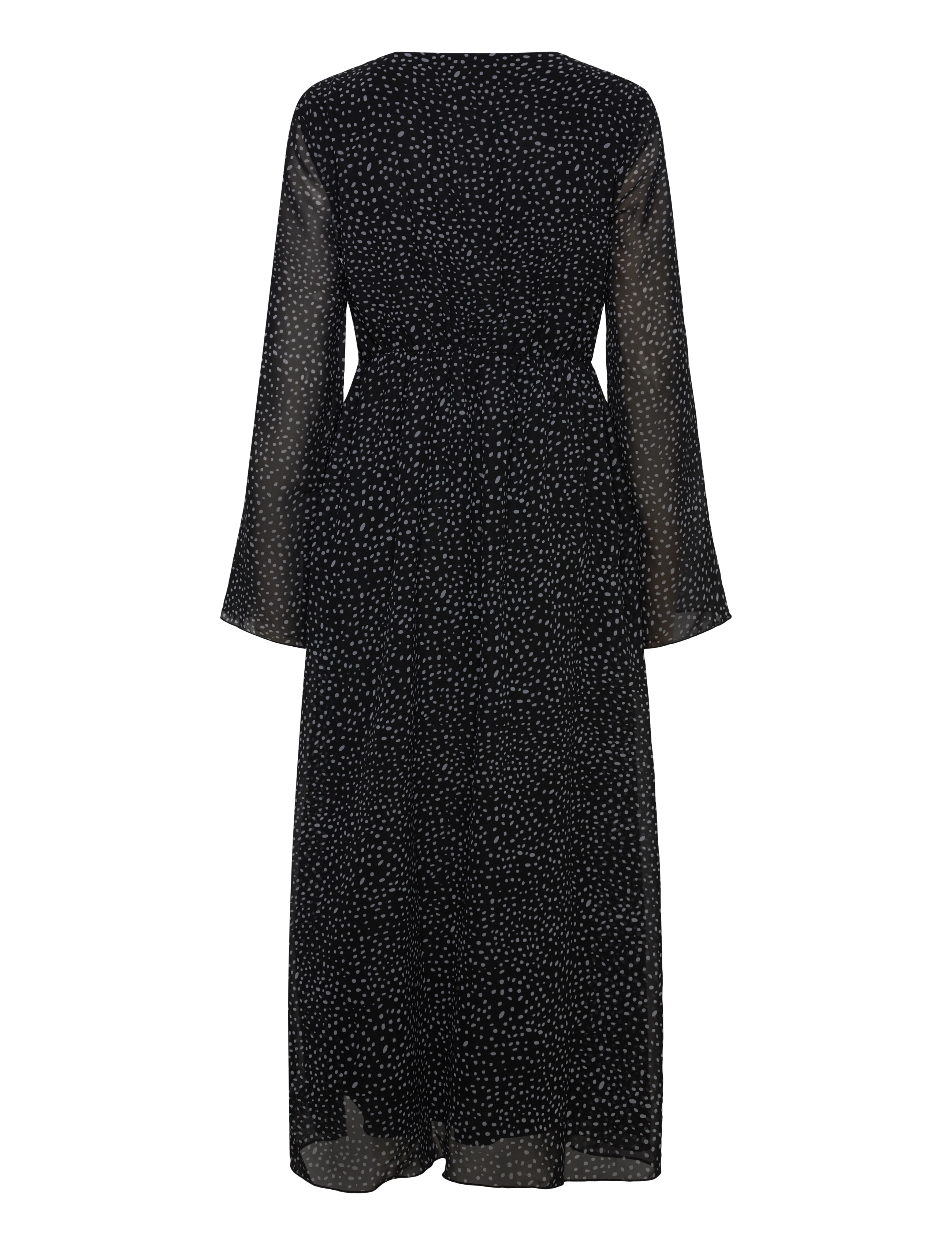 Bubbleroom - V-Neck Frill Dress - midiklänningar - black/dotted - 1