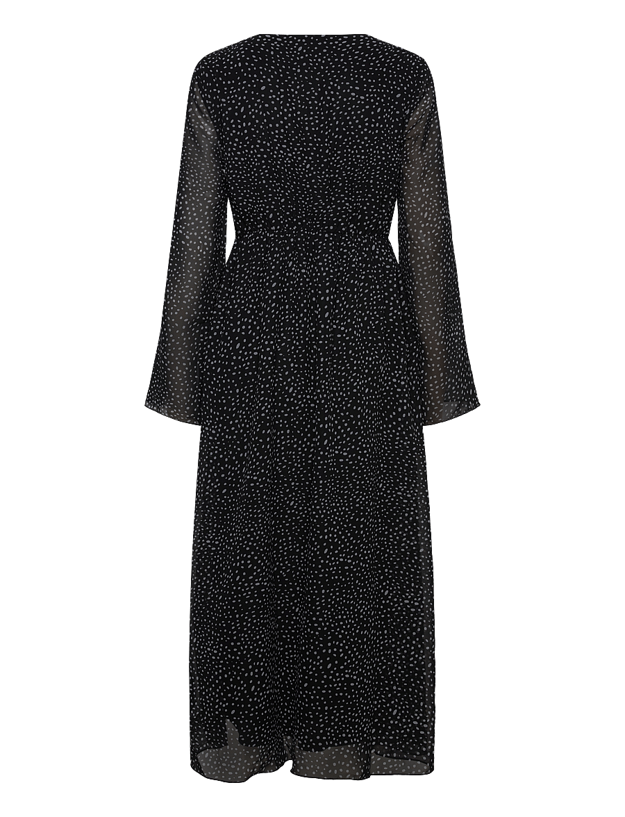 Bubbleroom - V-Neck Frill Dress - midikleidid - black/dotted - 1