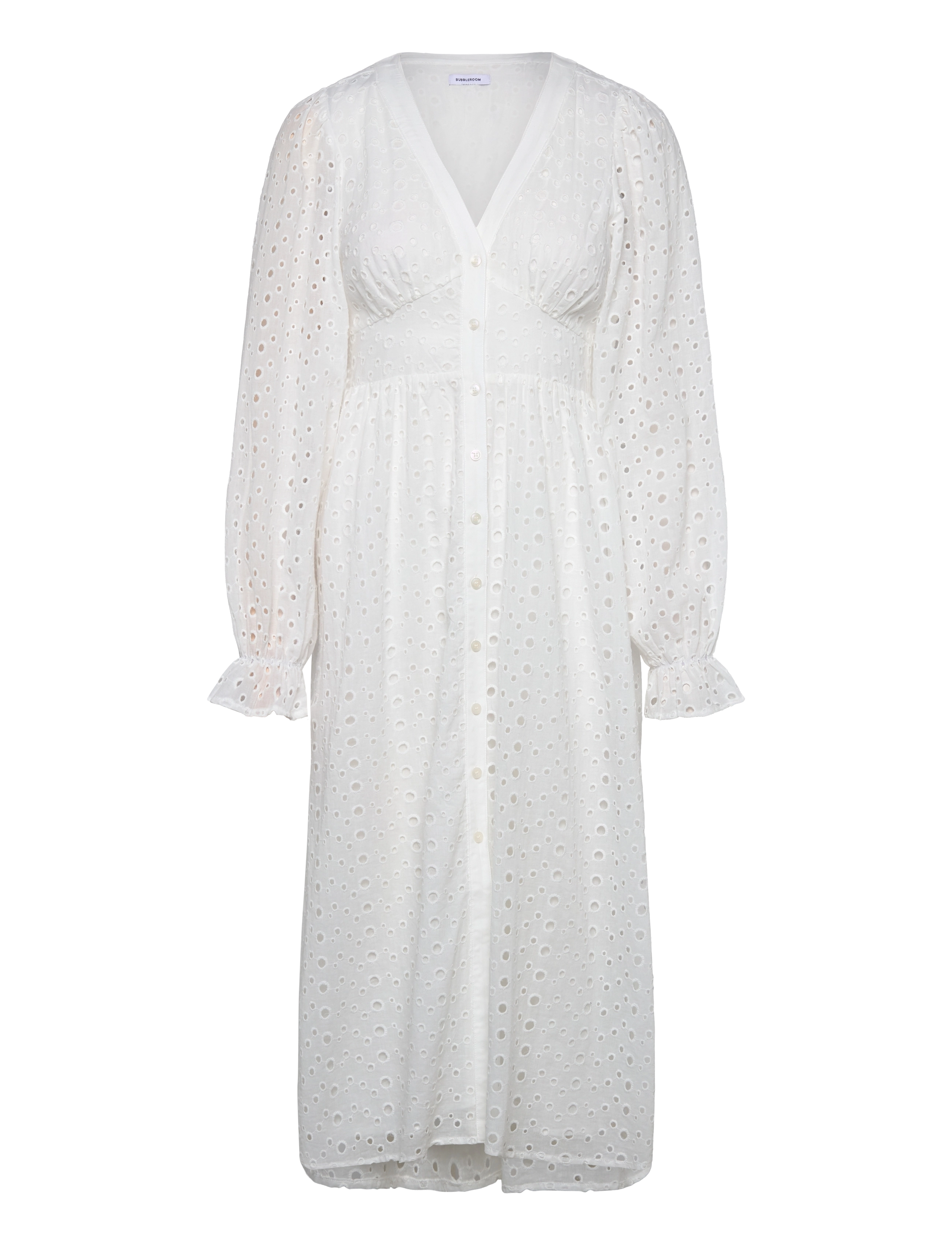 Bubbleroom Broderie Anglaise Midi Dress - Midi kjoler - WHITE / white