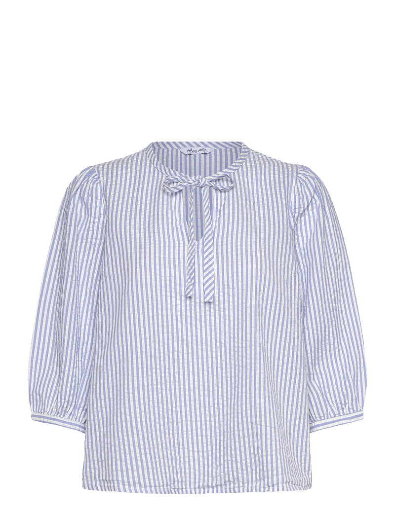 Bubbleroom - Bow Blouse - kortärmade blusar - blue/striped - 1