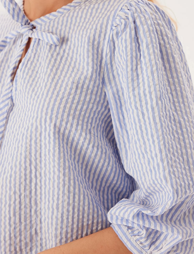 Bubbleroom - Bow Blouse - kortärmade blusar - blue/striped - 5
