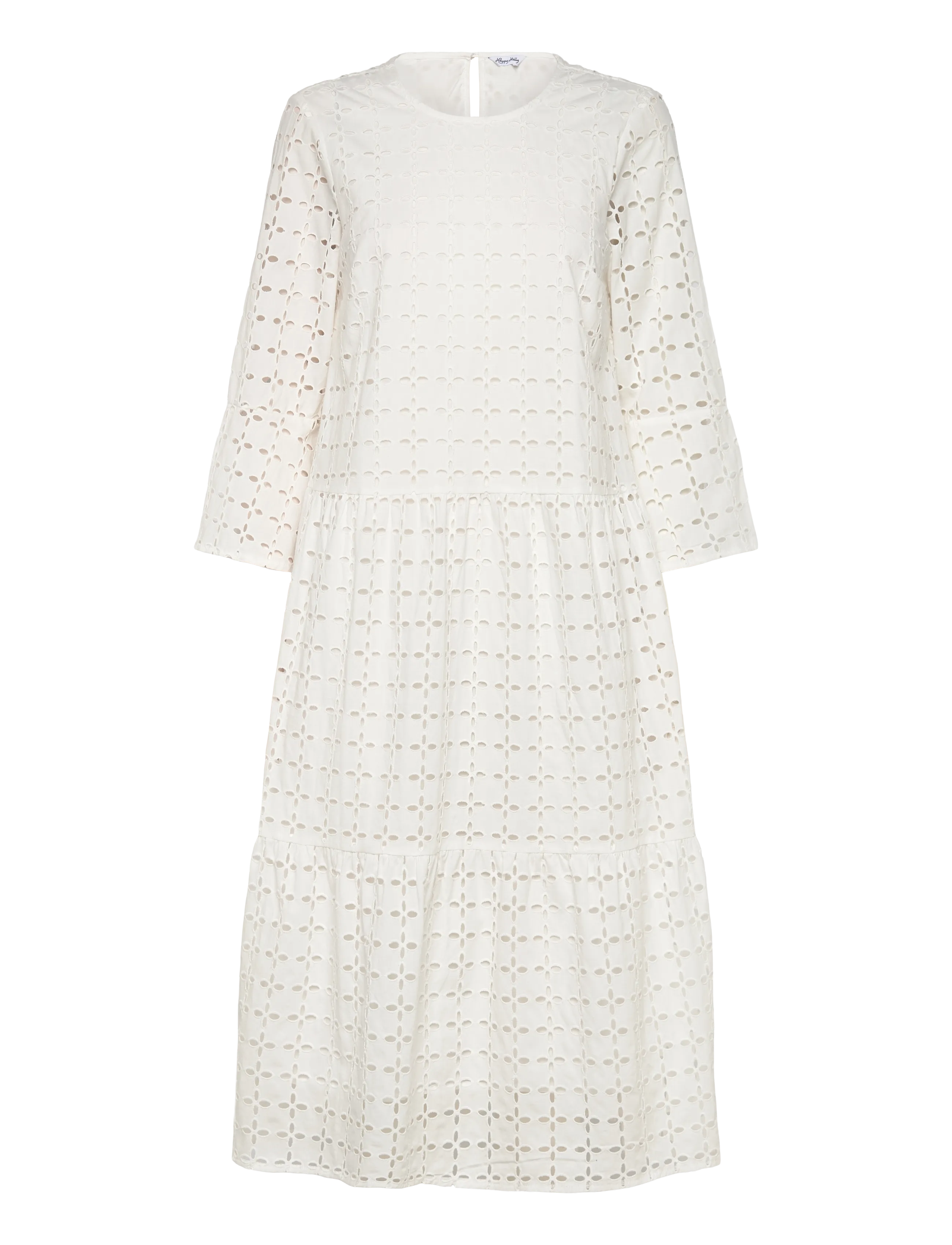 Bubbleroom - Broderie Anglaise Round Neck Dress - white - 1