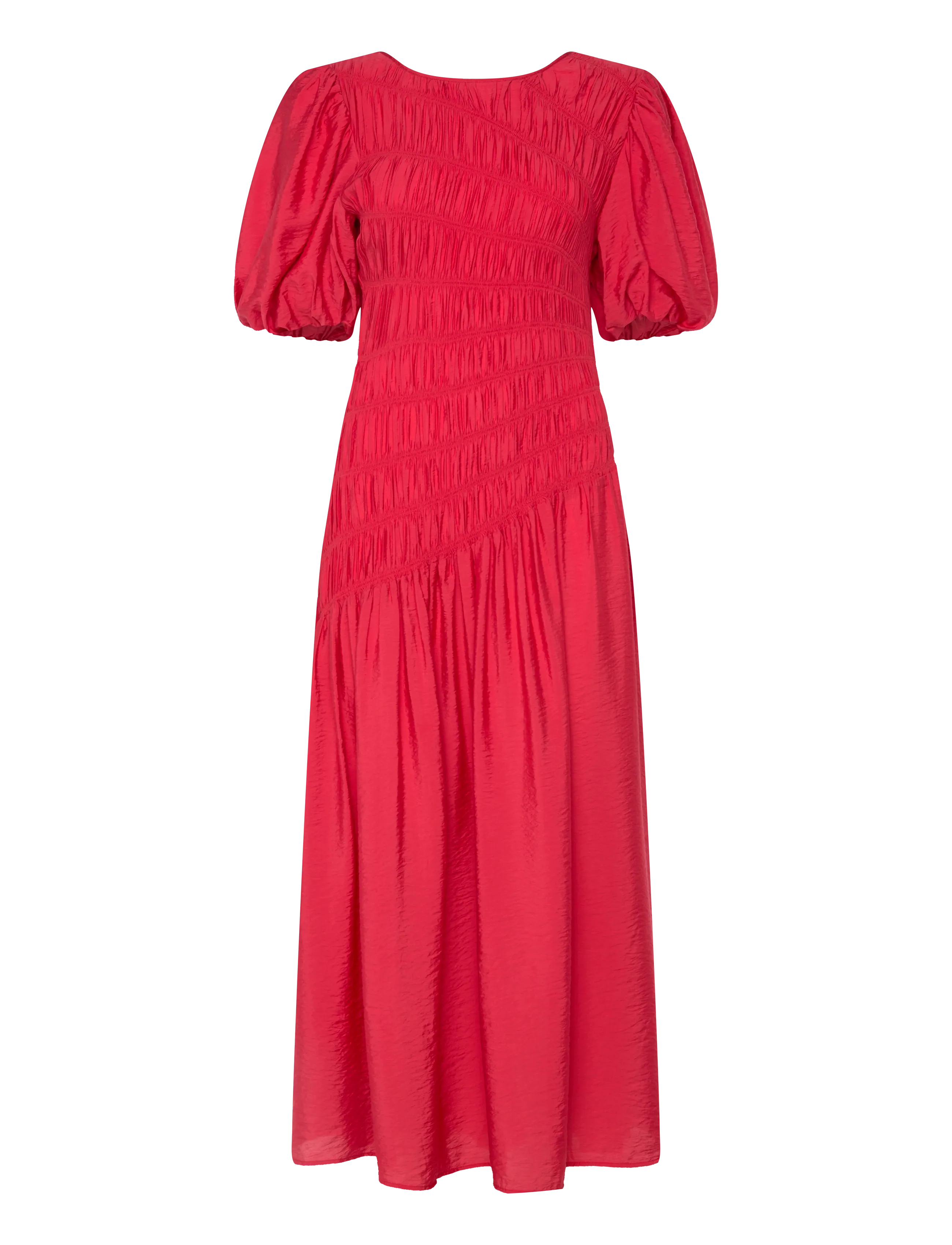 BUBBLEROOM Cc Puff Sleeve Smock Kleid Rot - 40 - Damen