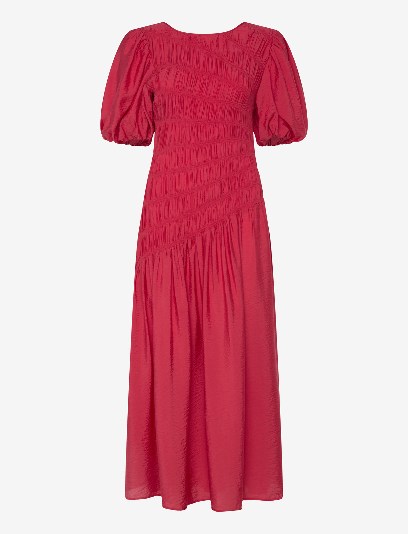 Bubbleroom - CC Puff Sleeve Smock Dress - suvekleidid - red - 1