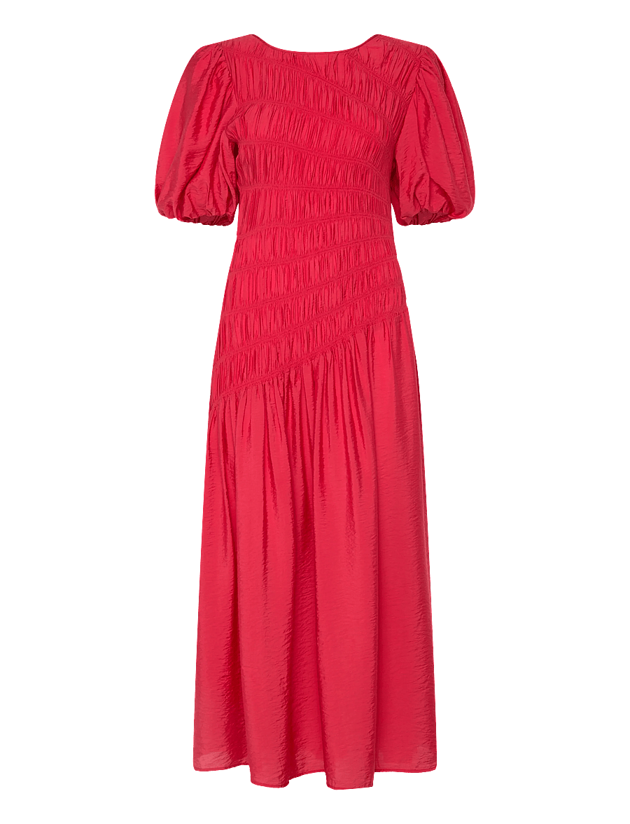 Bubbleroom - CC Puff Sleeve Smock Dress - sommerkleider - red - 1