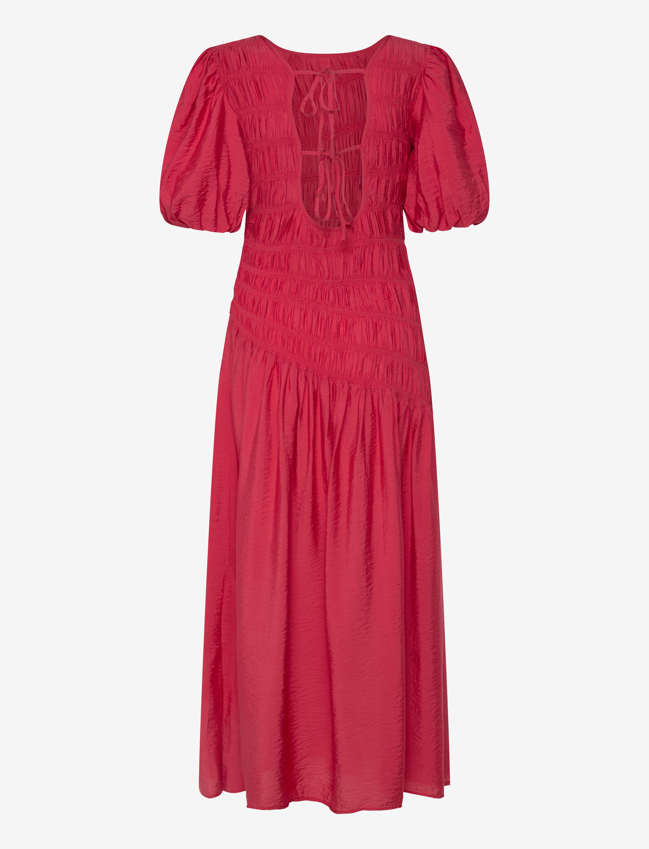 Bubbleroom - CC Puff Sleeve Smock Dress - suvekleidid - red - 2