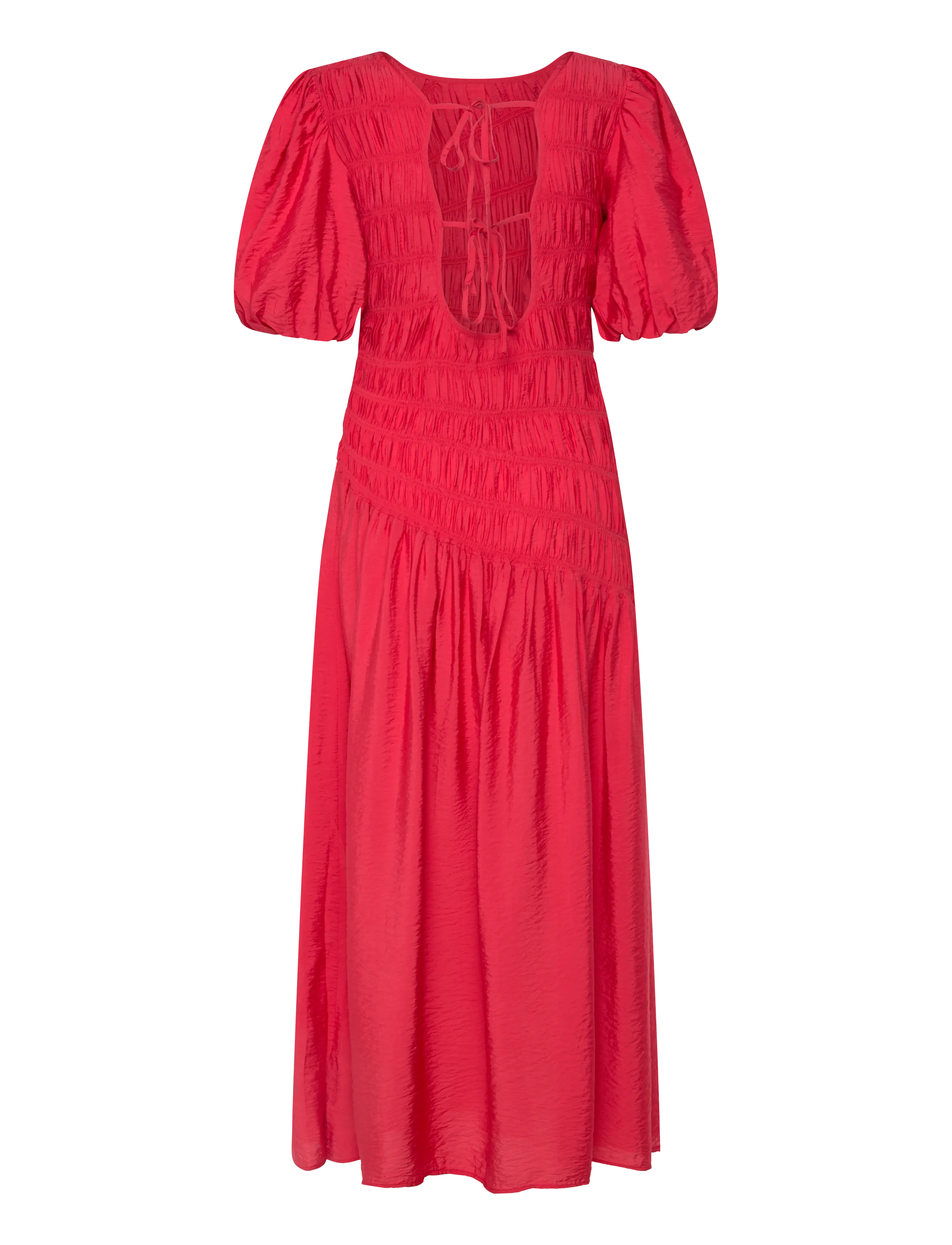 Bubbleroom - CC Puff Sleeve Smock Dress - sommerkleider - red - 2