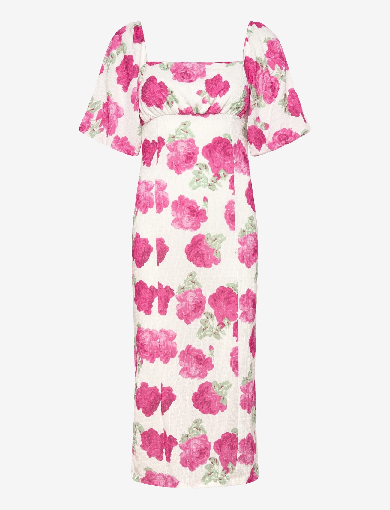 Bubbleroom - Volume Sleeve Midi Dress - sommerkjoler - pink/floral - 1