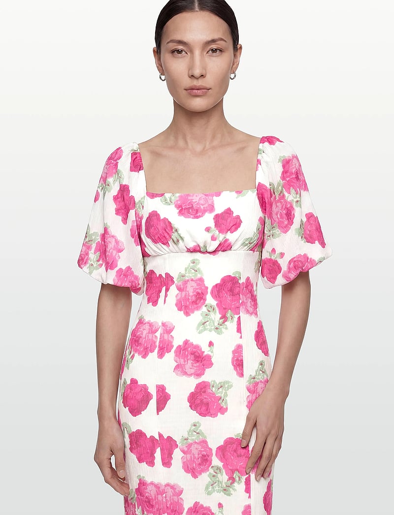 Bubbleroom - Volume Sleeve Midi Dress - sommerkjoler - pink/floral - 3