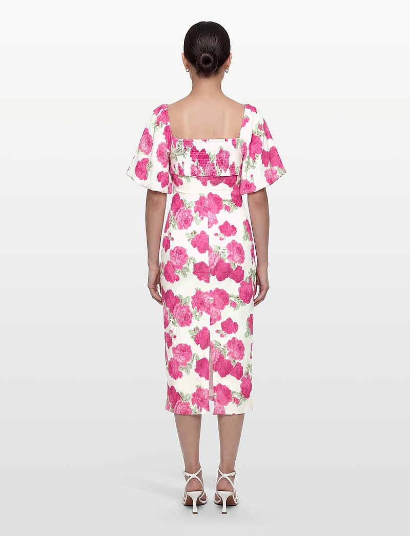 Bubbleroom - Volume Sleeve Midi Dress - sommerkjoler - pink/floral - 4