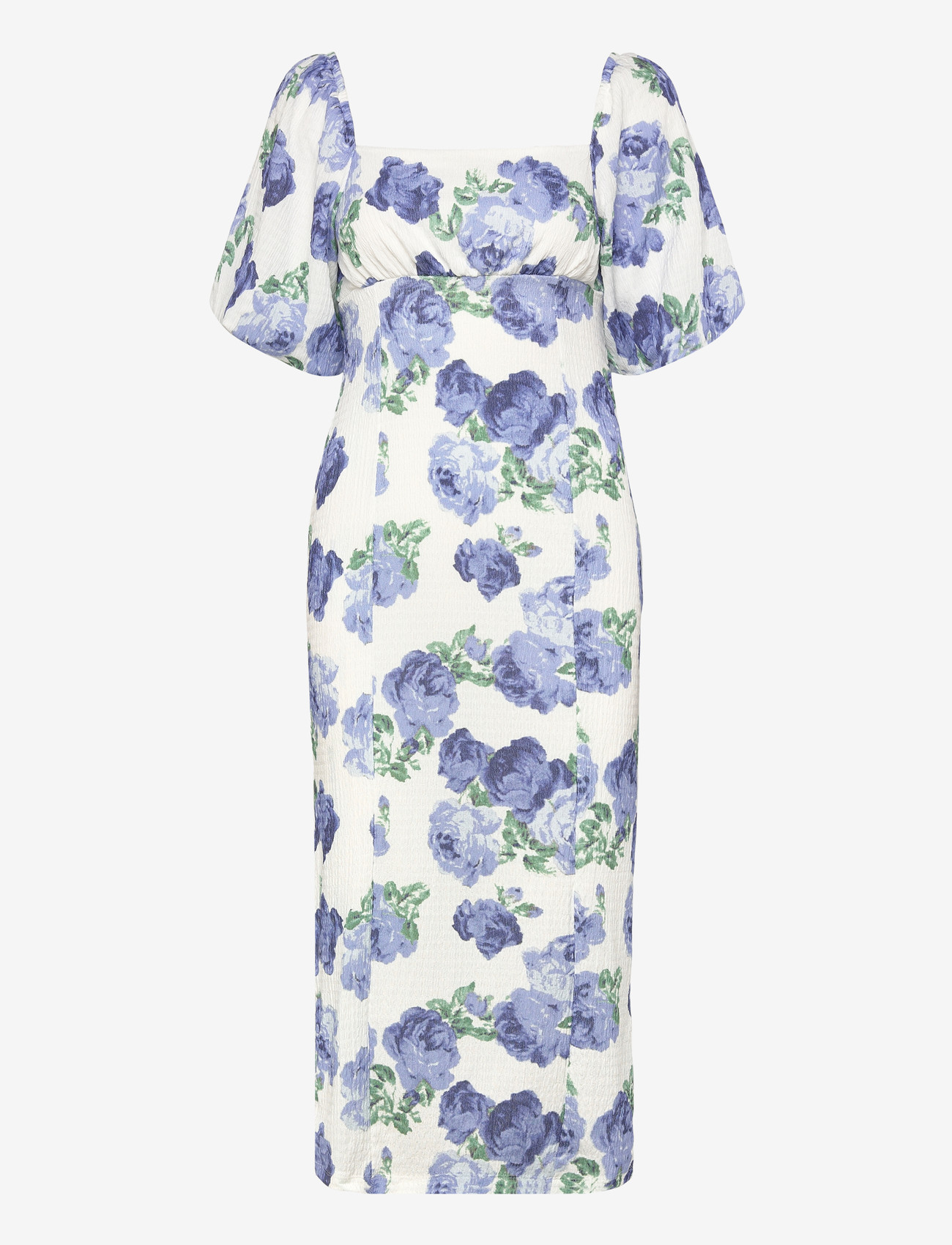 Bubbleroom - Volume Sleeve Midi Dress - summer dresses - white/floral - 0