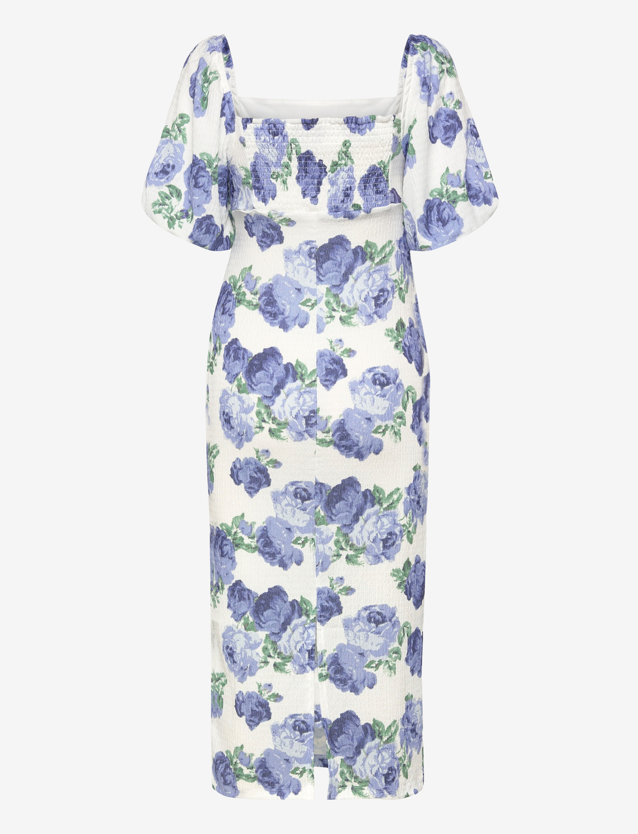 Bubbleroom - Volume Sleeve Midi Dress - summer dresses - white/floral - 1