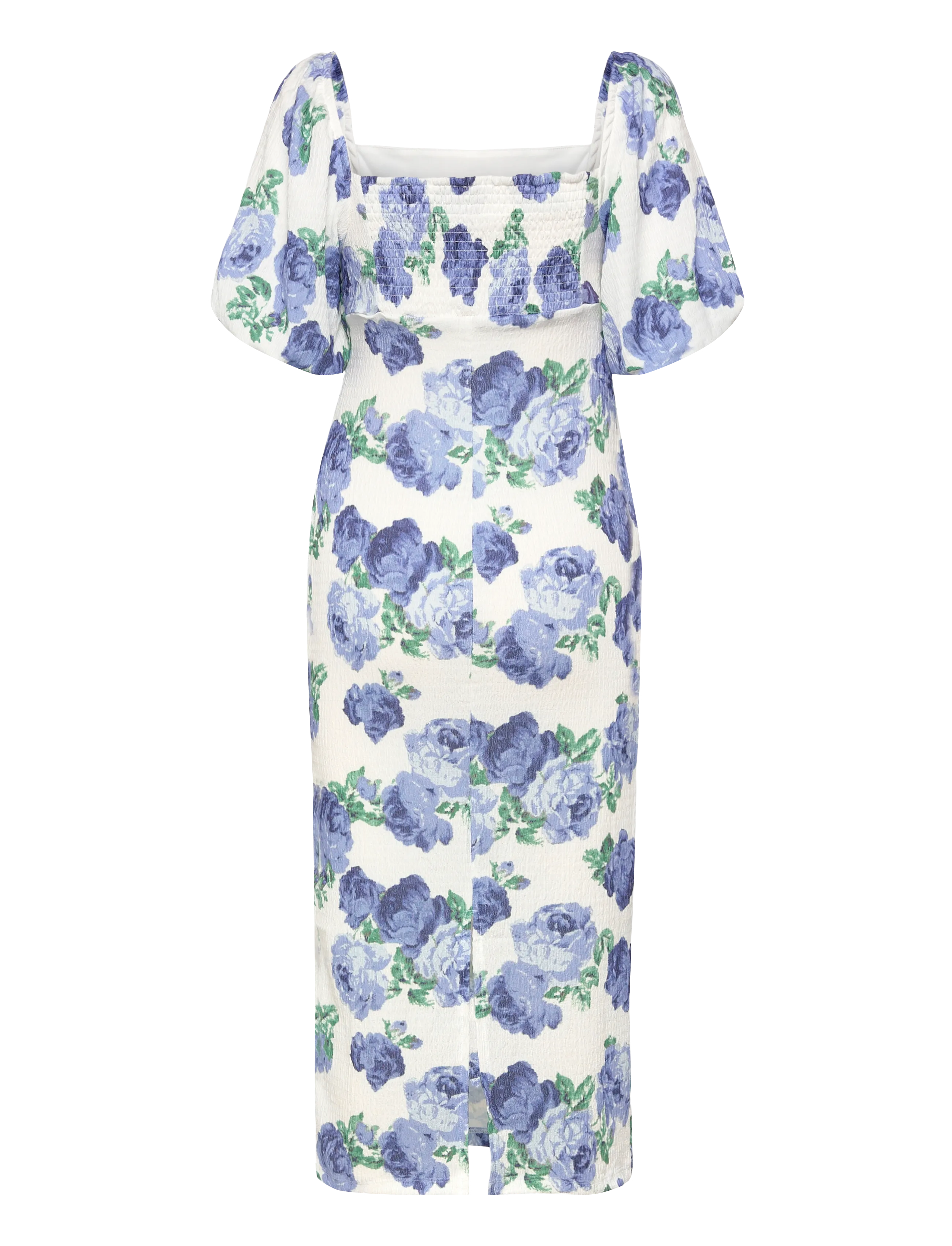 Bubbleroom - Volume Sleeve Midi Dress - summer dresses - white/floral - 2
