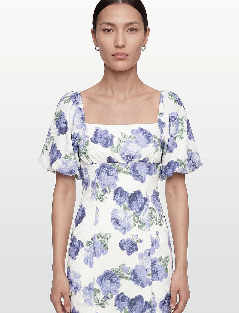 Bubbleroom - Volume Sleeve Midi Dress - sommerkjoler - white/floral - 3