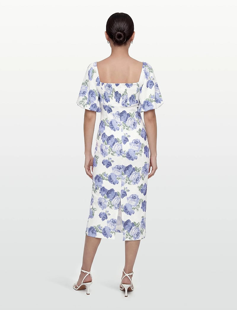 Bubbleroom - Volume Sleeve Midi Dress - sommerkjoler - white/floral - 4