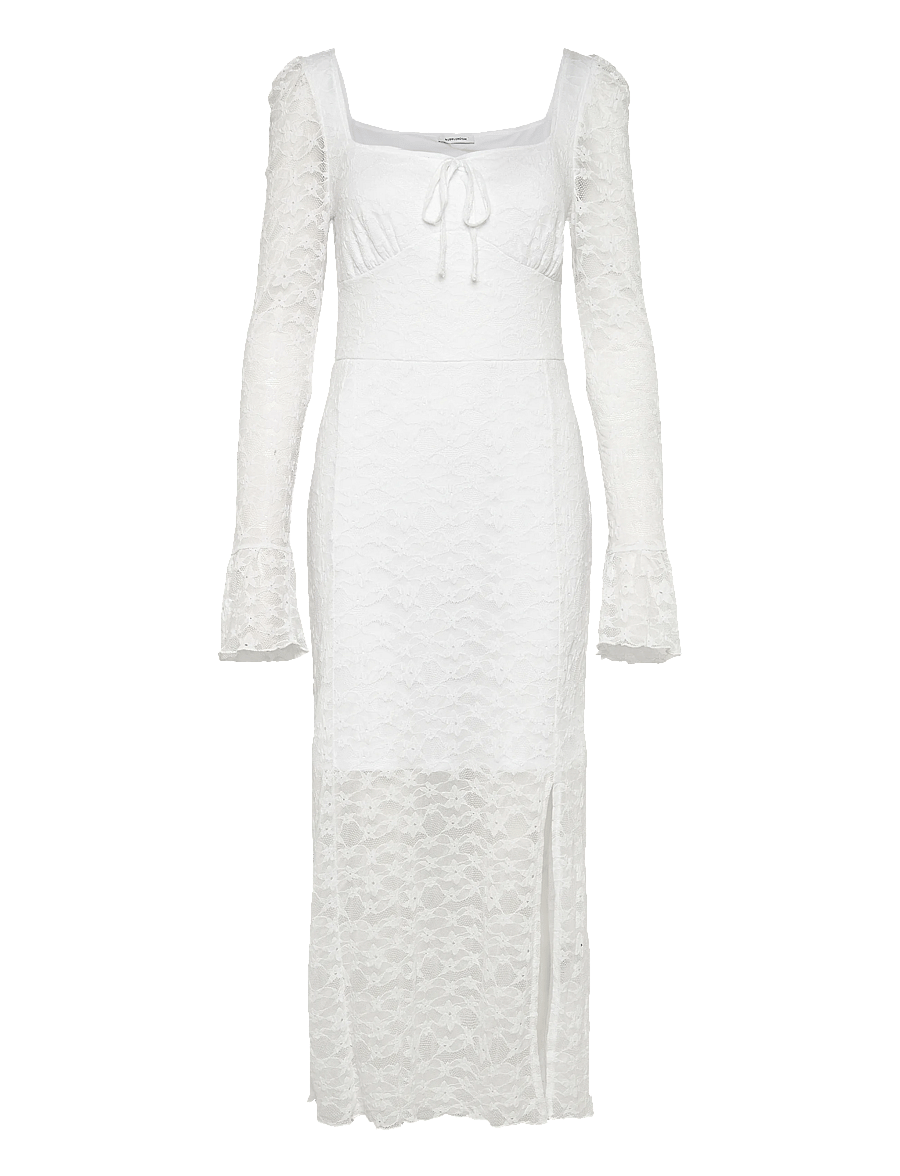 Bubbleroom - Square Neck Lace Dress - konfirmation - white - 1