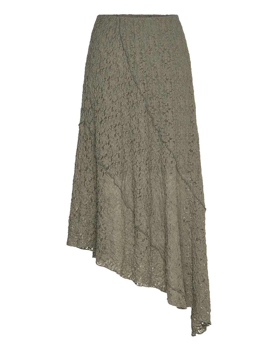 Bubbleroom - Asymmetric Lace Skirt - dusty green - 1