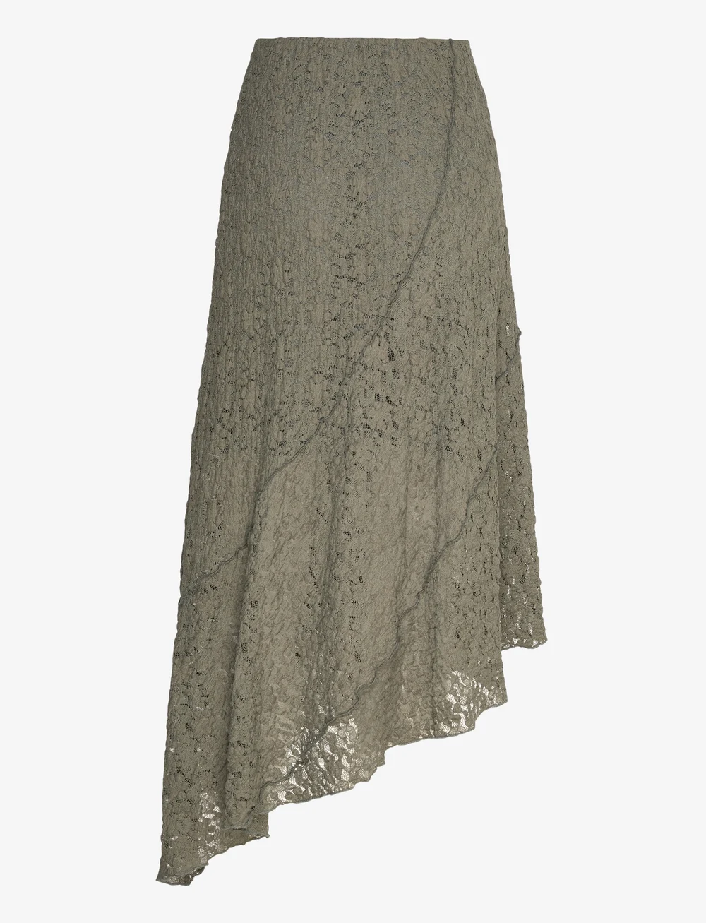 Bubbleroom - Asymmetric Lace Skirt - midi-röcke - dusty green - 2