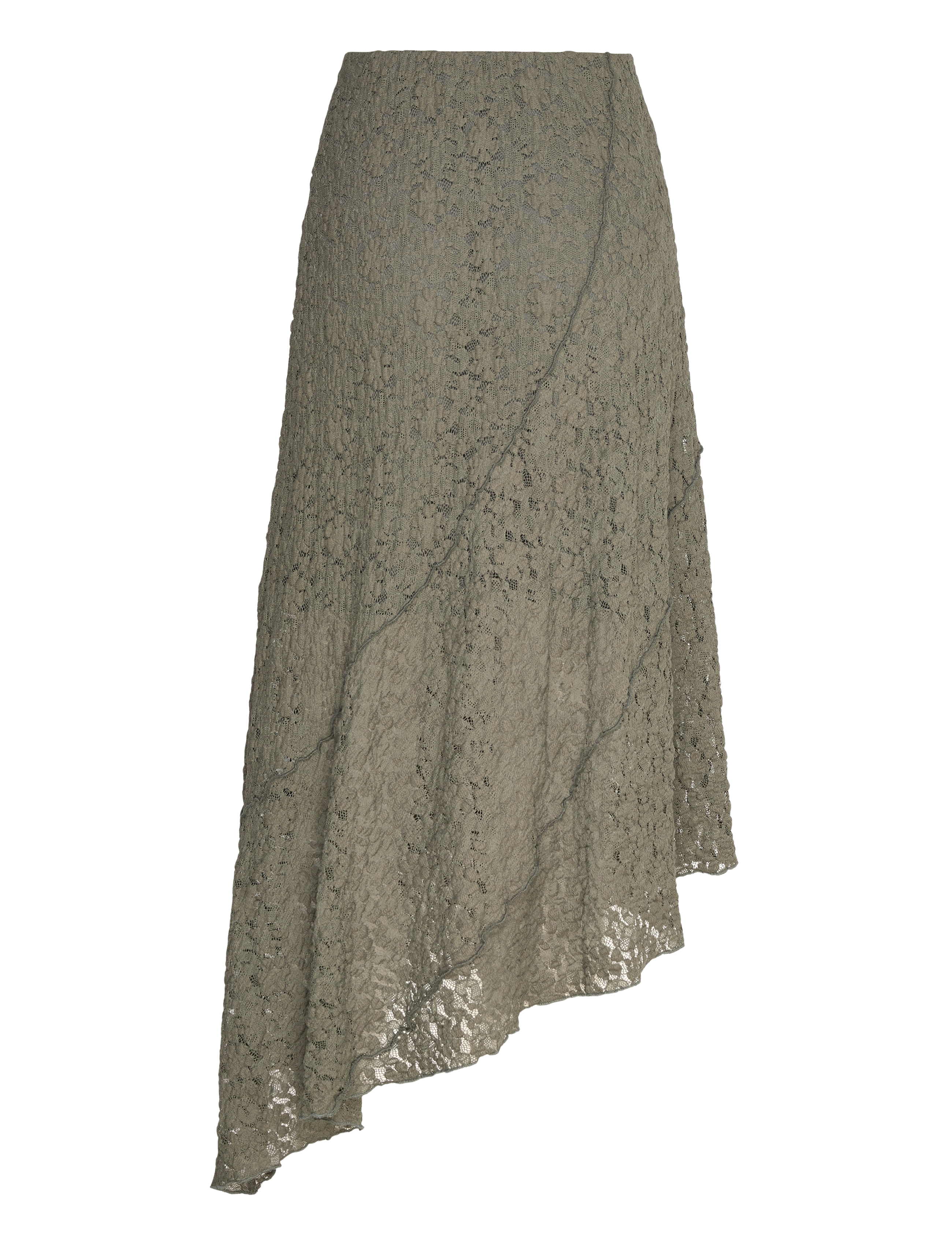 Bubbleroom - Asymmetric Lace Skirt - dusty green - 2