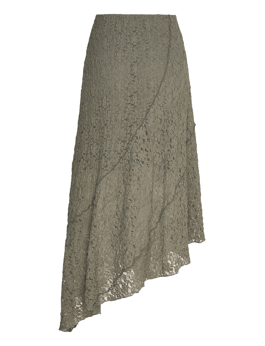 Bubbleroom - Asymmetric Lace Skirt - dusty green - 2