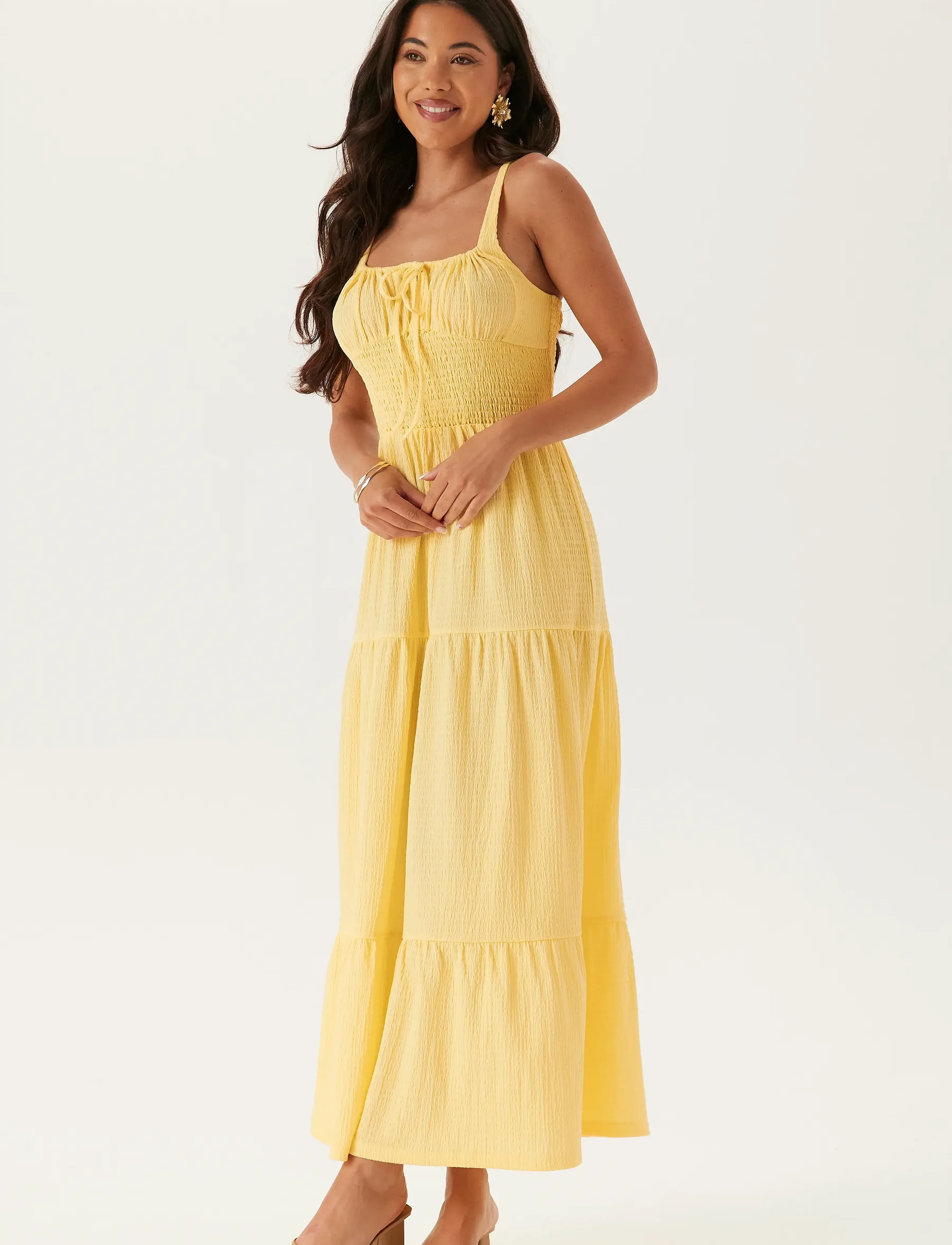 Bubbleroom - Tie Smock Dress - light yellow - 3