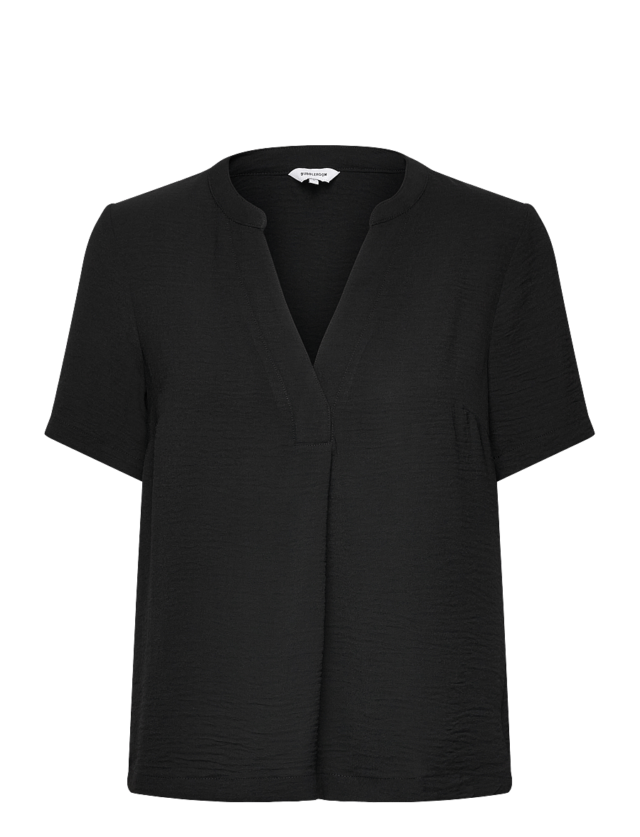 Bubbleroom - V-neck Blouse - kortärmade blusar - black - 1