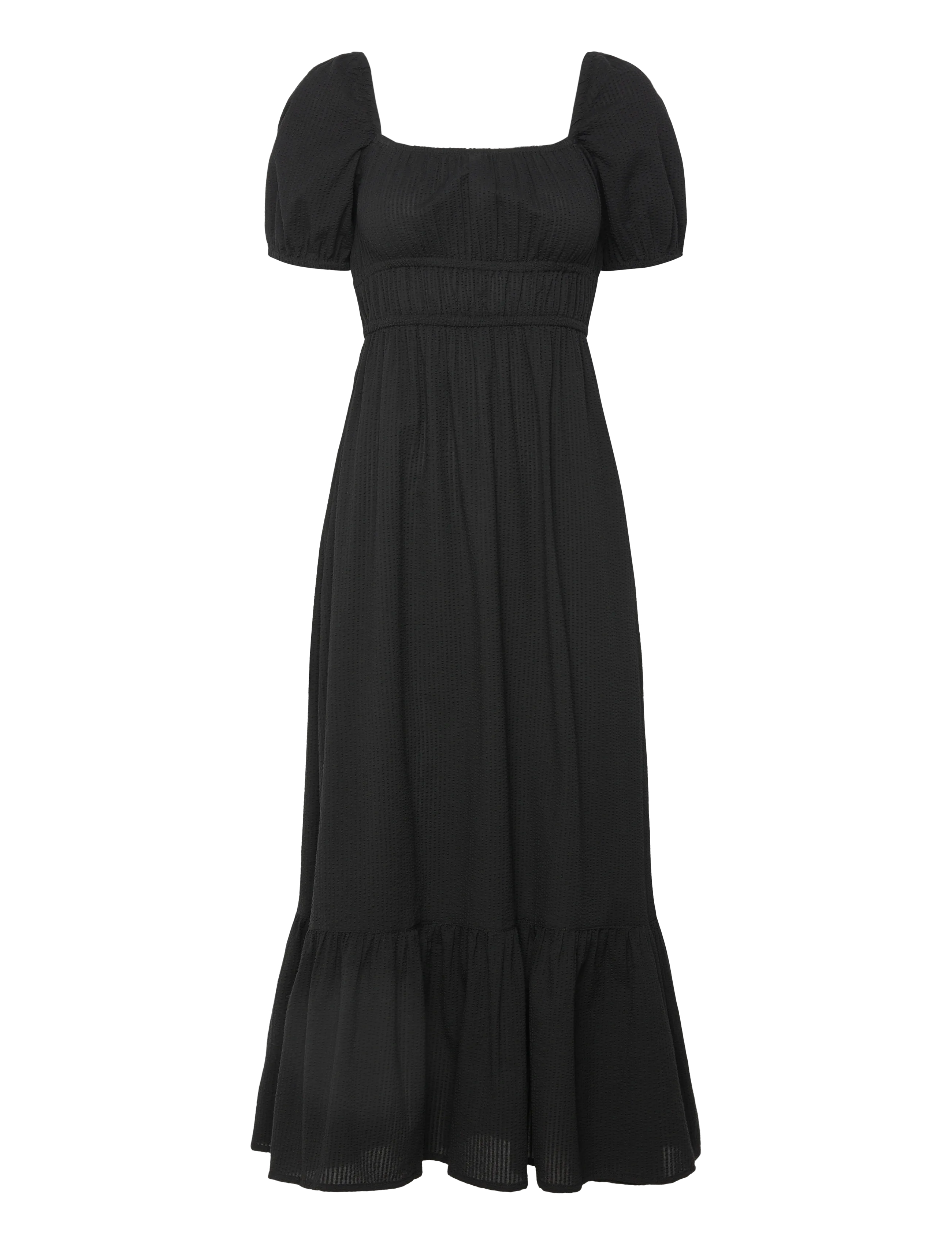 BUBBLEROOM Square Neck Baumwolle Maxi Kleid Schwarz - XS - Damen
