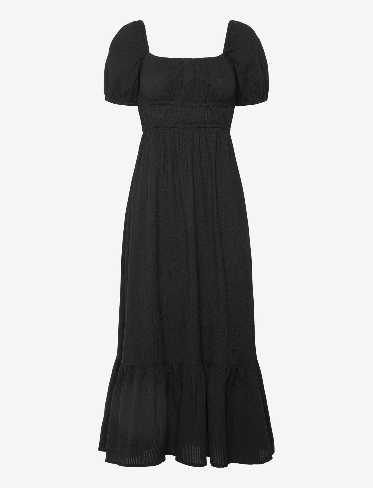 Bubbleroom - Square Neck Cotton Maxi Dress - maxi kjoler - black - 1