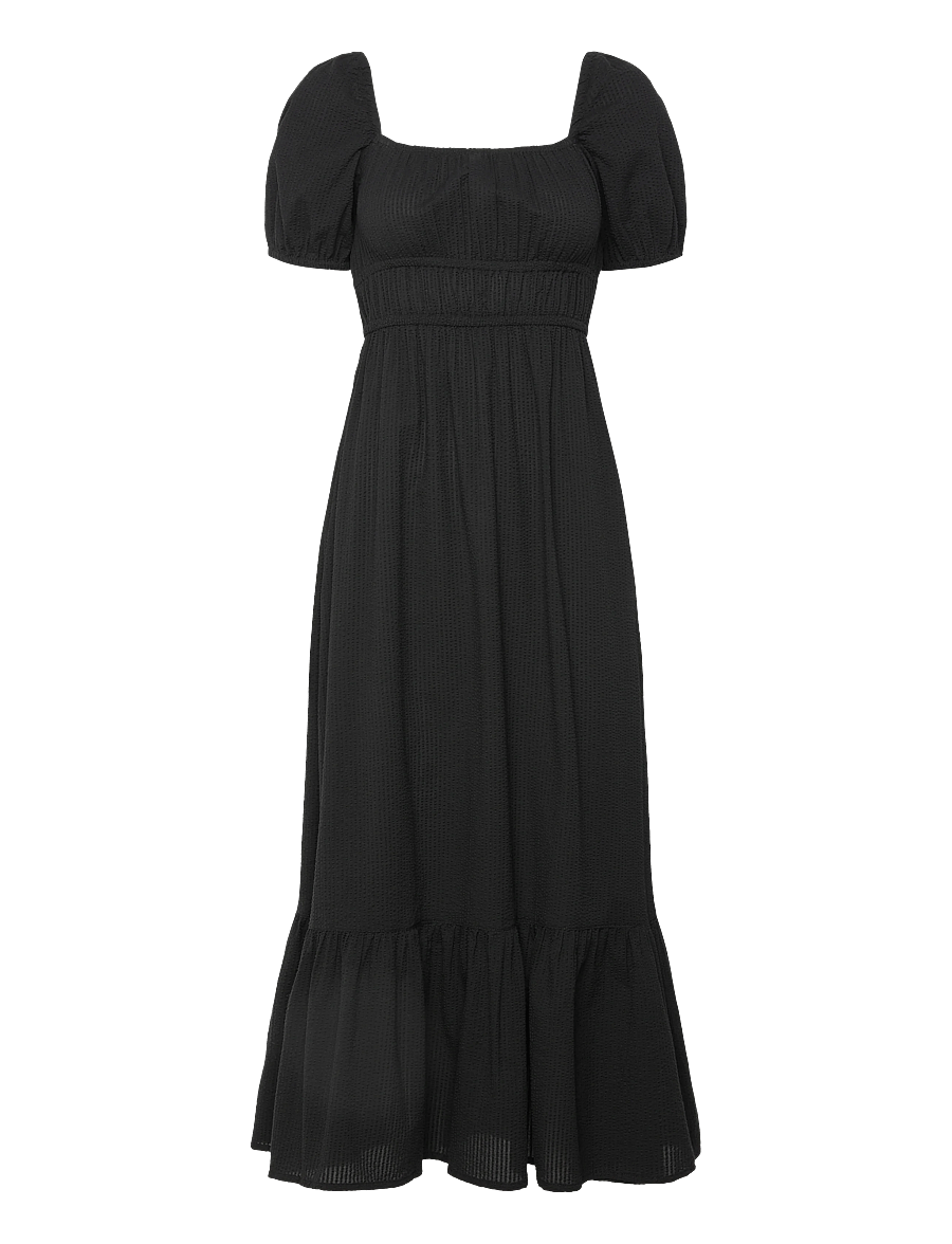 Bubbleroom - Square Neck Cotton Maxi Dress - maksikleidid - black - 1