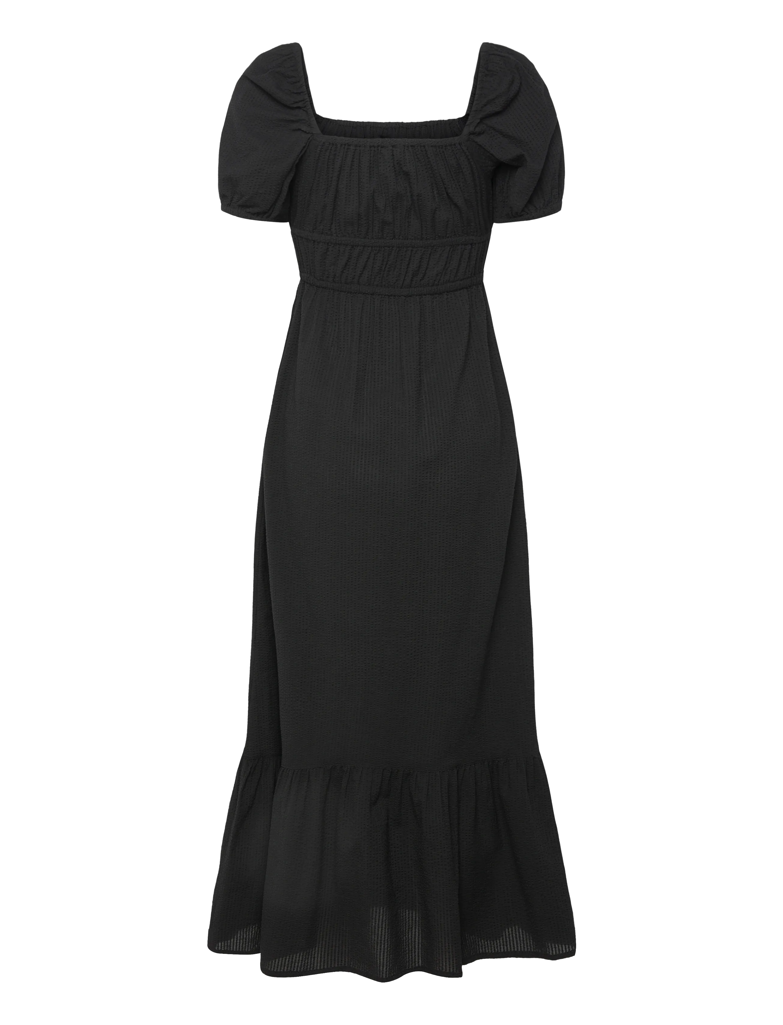 Bubbleroom - Square Neck Cotton Maxi Dress - maksikleidid - black - 2