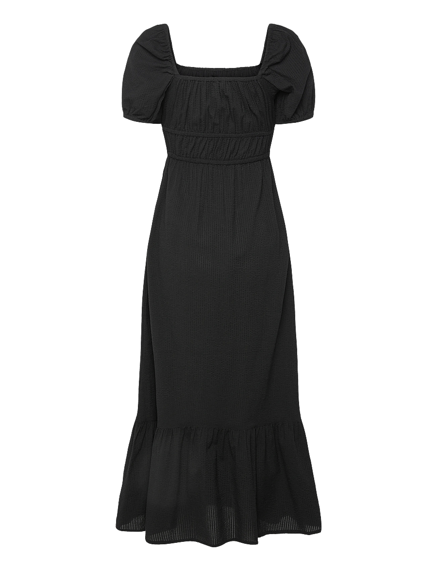 Bubbleroom - Square Neck Cotton Maxi Dress - maksikleidid - black - 2
