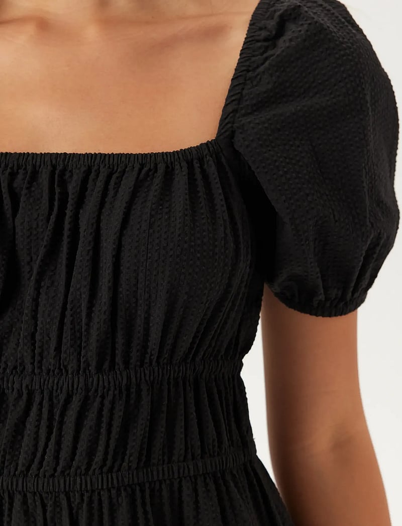 Bubbleroom - Square Neck Cotton Maxi Dress - maxi kjoler - black - 5
