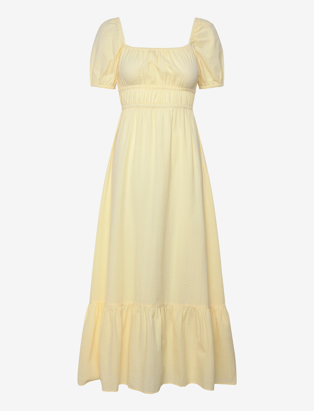 Bubbleroom - Square Neck Cotton Maxi Dress - maxi kjoler - yellow - 1