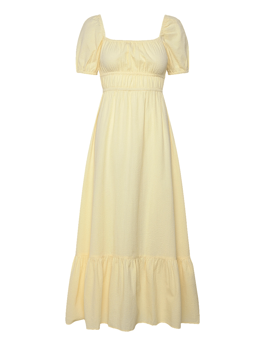 Bubbleroom - Square Neck Cotton Maxi Dress - yellow - 1