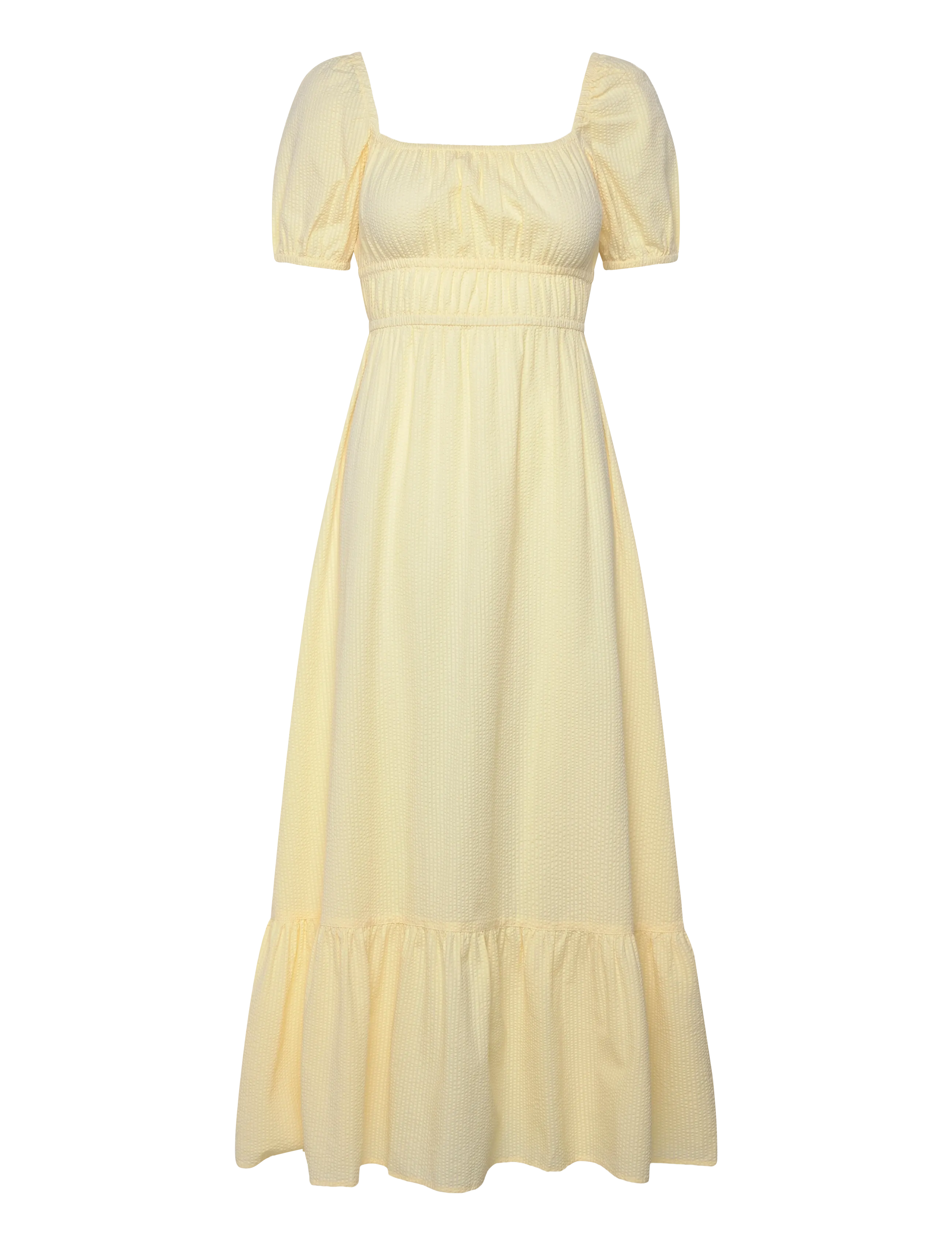 Bubbleroom - Square Neck Cotton Maxi Dress - maxikleider - yellow - 1