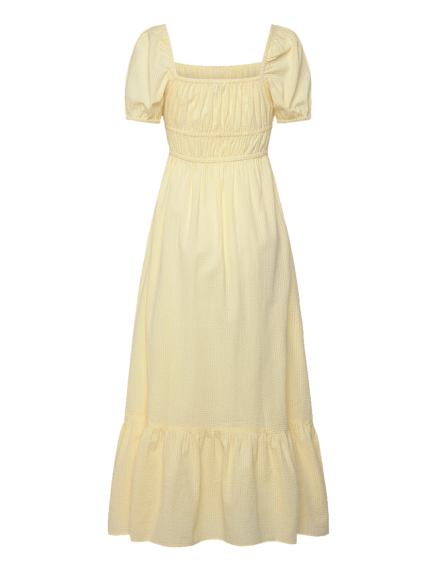 Bubbleroom - Square Neck Cotton Maxi Dress - maxikleider - yellow - 2