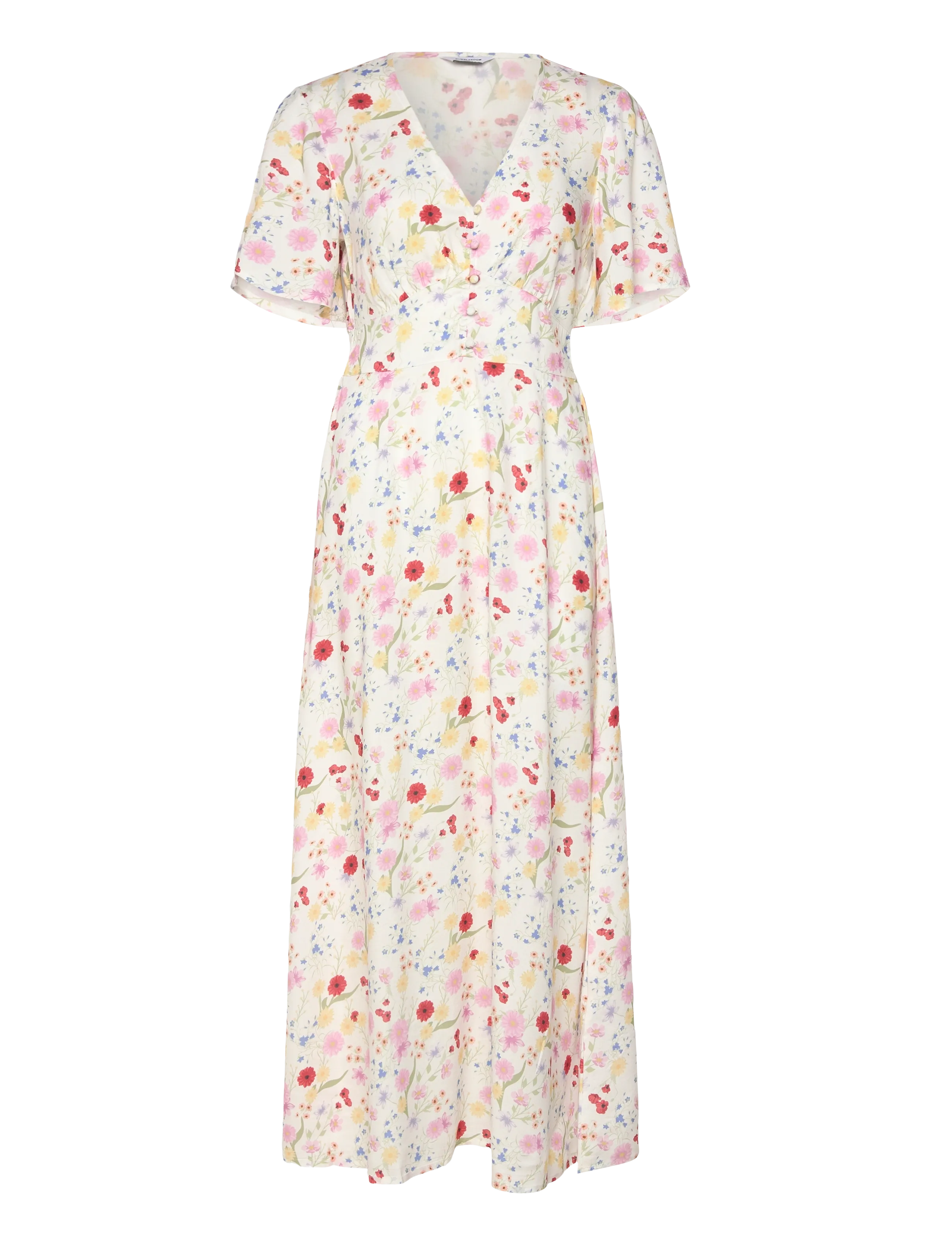 BUBBLEROOM Butterfly Sleeve Viscose Maxi Kleid Patterned - 36 - Damen