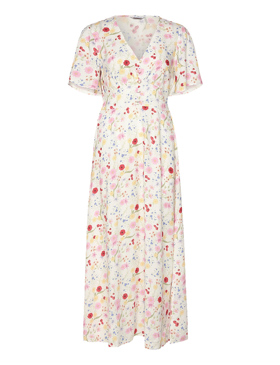 Bubbleroom - Butterfly Sleeve Viscose Maxi Dress - maxi kjoler - floral/patterned - 1